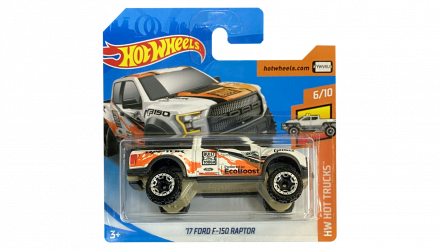 Машинка Базовая Hot Wheels '17 Ford F-150 Raptor Hot Trucks 1:64 FJW59 White - Retromagaz, image 1