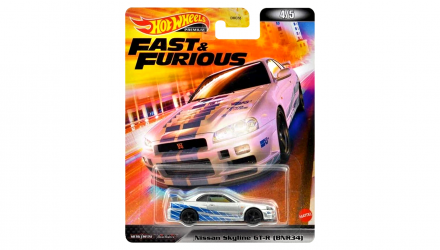 Машинка Premium Hot Wheels Nissan Skyline GT-R (BNR34) Fast & Furious 1:64 HCP28 Silver - Retromagaz, image 1