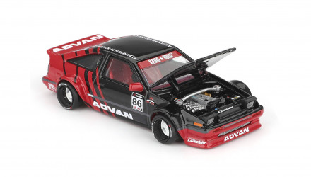 Машинка Premium Kaido House x MiNI GT Toyota AE86 Sprinter Trueno Kaido ADVAN 1:64 KHMG214 Red - Retromagaz, image 4