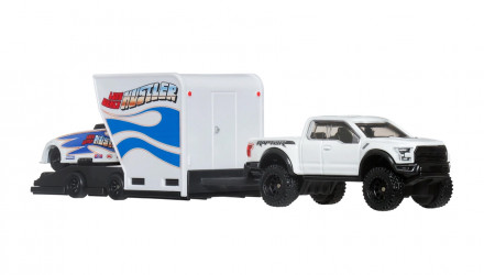 Машинка Premium 2шт Hot Wheels '17 Ford F-150 Raptor та Open Trailer Rob'n Pinks Team Transport 1:64 JHX97 White - Retromagaz, image 1