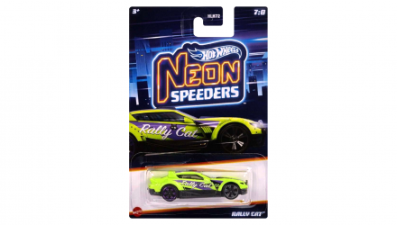 Тематическая Машинка Hot Wheels Rally Cat Neon Speeders 1:64 HLH72/HLH79 Green - Retromagaz, image 1