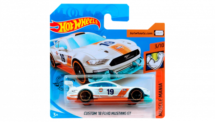 Машинка Базовая Hot Wheels Custom '18 Ford Mustang GT Gulf Muscle Mania 1:64 FYF87 White - Retromagaz, image 1