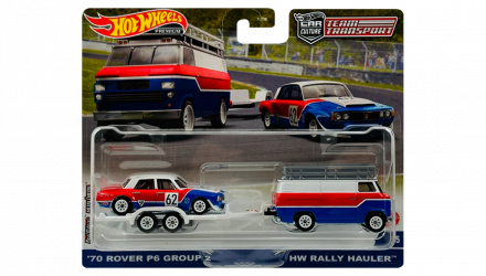 Машинка Premium Hot Wheels 2шт '70 Rover P6 Group 2 и Транспортер HW Rally Hauler Team Transport 1:64 FLF56/HKF45 Red - Retromagaz, image 1