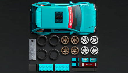 Конструктор Hot Wheels Mattel Brick Shop Hot Wheels Custom ’90 Honda Civic EF 248 Деталей JHF62 Blue - Retromagaz, image 3