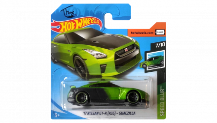 Машинка Базовая Hot Wheels '17 Nissan GT-R (R35) - Guaczilla Tfox Speed Blur 1:64 FYD40 Green - Retromagaz, image 1