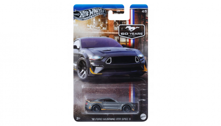 Тематическая Машинка Hot Wheels '18 Ford Mustang RTR Spec 5 Mustang 60th 1:64 JBY53 Grey - Retromagaz, image 1