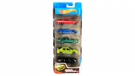 Машинка Базовая Hot Wheels 5шт '61 Impala / Ford GT-40 / Gran Torino  / Lancer Evolution / Nissan 350Z Fast & Furious 1:64 GTN40 Green - Retromagaz, image 1