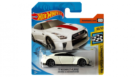 Машинка Базова Hot Wheels '17 Nissan GT-R (R35) 2020 Model 50 Anniversary Version Speed Graphics 1:64 GHC83 White - Retromagaz, image 1