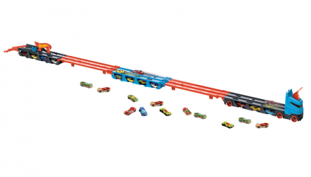 Трек Hot Wheels Грузовик-Транспортер Супергонки 2 в 1 City GVG37 HGH33 Blue Новый - Retromagaz, image 2