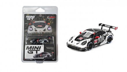 Машинка Premium MINI GT Porsche 911 GT3 R #77 AO Racing 2025 IMSA Petit Le Mans Blister 1:64 MGT01143-BL White - Retromagaz, image 5