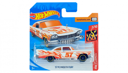 Машинка Базовая Hot Wheels '57 Plymouth Fury Flames 1:64 GHD67 White - Retromagaz, image 1