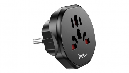 Адаптер Hoco AC6 Unimpeded Universal Conversion Plug EU Plug - US Plug Black - Retromagaz, image 3