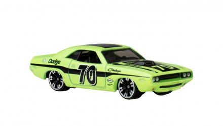 Тематична Машинка Hot Wheels '70 Dodge Hemi Challenger Neon Speeders 1:64 JKX97 Yellow - Retromagaz, image 1