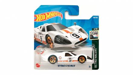 Машинка Базовая Hot Wheels '67 Ford GT40 Mk.IV Gulf Retro Racers 1:64 HCW67 White - Retromagaz, image 1