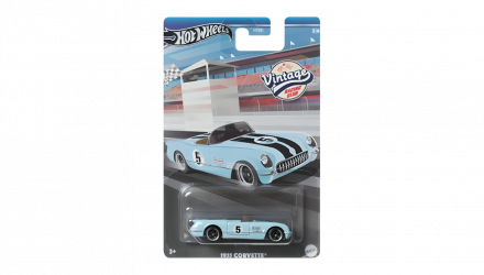 Тематична Машинка Hot Wheels 1955 Corvette Vintage Racing Club 1:64 HRT81/HRV01 Blue - Retromagaz, image 1