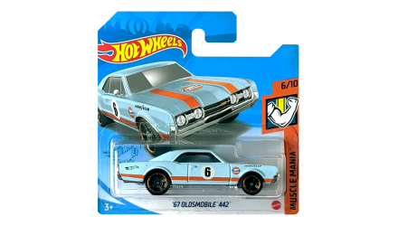 Машинка Базова Hot Wheels '67 Oldsmobile 442 Gulf Muscle Mania 1:64 GTB41 Light Blue - Retromagaz, image 1