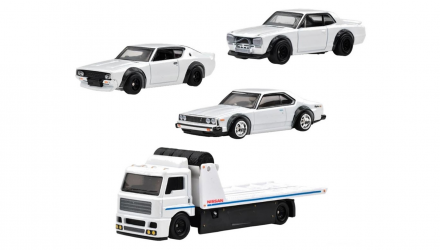 Машинка Premium Hot Wheels 4шт Nissan Skyline HT 2000GT-X / C210 / 2000GT-R LBWK / Fleet Street Diorama 1:64 HKC16 White - Retromagaz, image 2