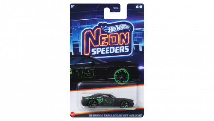 Тематическая Машинка Hot Wheels '15 Dodge Challenger SRT Hellcat Neon Speeders 1:64 HLH72/HRW80 Black - Retromagaz, image 5