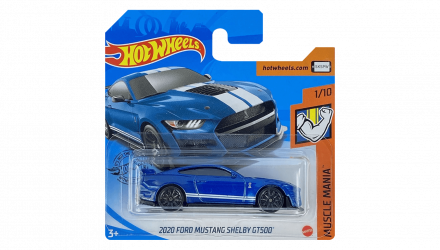 Машинка Базова Hot Wheels 2020 Ford Mustang Shelby GT500 Muscle Mania 1:64 GHB32 Blue - Retromagaz, image 1