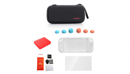 Набір Dobe Switch 2 Аксесуари Захисне Скло + Накладки на Стіки + 2 Чохли: Твердий, Силіконовий Black Новий - Retromagaz, image 1