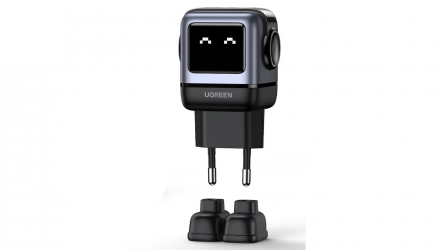 Зарядное Устройство Ugreen Gan Robot tech Fast Charger Power Adapter 65W USB Type-C 2шт. + USB Grey - Retromagaz, image 2