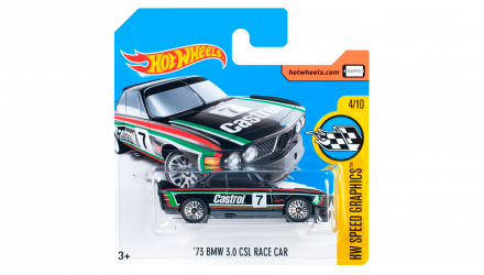 Машинка Базова Hot Wheels '73 BMW 3.0 CSL Race Car Speed Graphics 1:64 DTX60 Black - Retromagaz, image 1