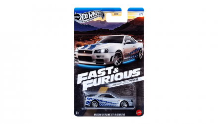 Тематична Машинка Hot Wheels Nissan Skyline GT-R (BNR34) Brian O'Conner Fast & Furious 1:64 JBY31 Silver - Retromagaz, image 1