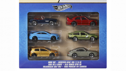 Тематична Машинка 6шт Hot Wheels Porsche Carrera / Alfa Romeo / Mercedes-Benz / Volkswagen Golf /BMW / Audi RS5 European Streets 1:64 JBY79 Grey - Retromagaz, image 1