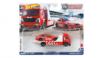 Машинка Premium Hot Wheels 2шт BMW M3 E46 та Транспортер Aero Lift Team Transport 1:64 GRK57 Red - Retromagaz, image 1