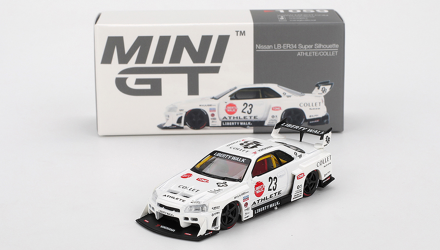 Машинка Premium MINI GT Nissan LB-ER34 Super Silhouette ATHLETE/COLLET 1:64 MGT01059-СH White - Retromagaz, image 4