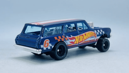 Машинка Базова Hot Wheels '64 Nova Wagon Gasser Super Treasure Hunt STH Race Team 1:64 GTD06 Blue - Retromagaz, image 2