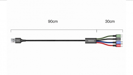 Кабель Baseus Fast 4-in-1 3.5A USB 2.0 - Lightning + Micro-USB + USB Type-C 2шт Black 1.2m - Retromagaz, image 3