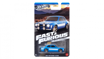 Тематическая Машинка Hot Wheels 1970 Ford Escort RS1600 Brian O'Conner Fast & Furious 1:64 JBY32 Blue - Retromagaz, image 1