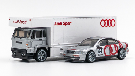 Машинка Premium 2шт Hot Wheels Audi S4 quattro и Транспортер Fleet Flyer Team Transport 1:64 JBM30 Silver - Retromagaz, image 1