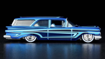 Машинка Premium Hot Wheels 1959 Chevrolet Brookwood Red Line Club RLC 1:64 JCP19 Blue - Retromagaz, image 4