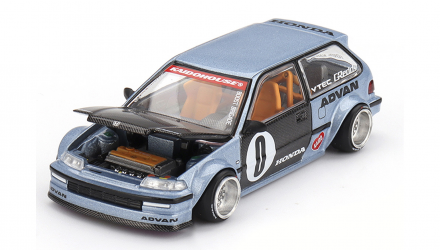 Машинка Premium Kaido House x MiNI GT Honda Civic (EF) Kaido Roulette V1 1:64 KHMG179 Blue - Retromagaz, image 1