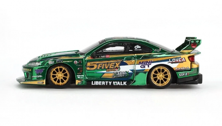 Машинка Premium MINI GT Nissan S15 SILVIA LB-Super Silhouette LBWK 2024 Fausto Racing 1:64 MGT00858-CH Green image_3 Машинка Premium MINI GT Nissan S15 SILVIA LB-Super Silhouette LBWK 2024 Fausto Racing 1:64 MGT00858-CH Green - Retromagaz, image 3