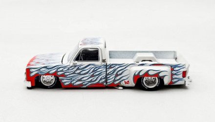 Машинка Premium Kaido House x MiNI GT Chevrolet Silverado Dually on Fire V2 1:64 KGMG157 Blue - Retromagaz, image 3