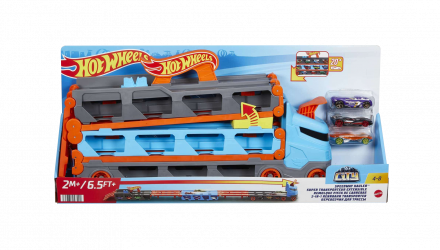 Трек Hot Wheels Грузовик-Транспортер Супергонки 2 в 1 City GVG37 HGH33 Blue Новый - Retromagaz, image 1
