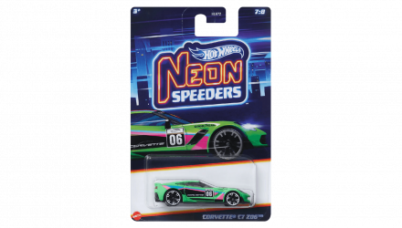 Тематична Машинка Hot Wheels Corvette C7 Z06 Neon Speeders 1:64 HLH72/HRW81 Green - Retromagaz, image 5