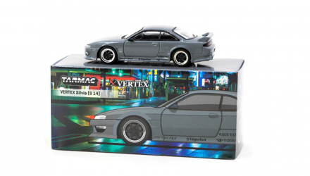 Машинка Premium Tarmac Works VERTEX Nissan Silvia S14 GLOBAL64 1:64 T64G-018-GY Grey - Retromagaz, image 4