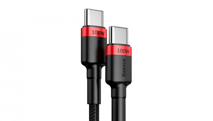 Кабель Baseus Кабель Baseus Cafule Charging Cable Type-C - Type-C 100W Red Black+Grey Black 2шт 1m - Retromagaz, image 2