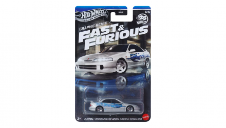 Тематическая Машинка Hot Wheels Custom Acura Integra Sedan GSR Fast & Furious 1:64 JBY45 Silver - Retromagaz, image 1