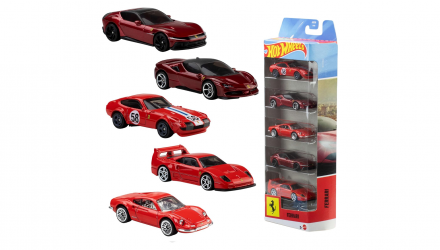 Машинка Базова 5шт Hot Wheels Ferrari 5-Pack 1:64 JKG16 JLN12 Black - Retromagaz, image 1