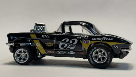 Машинка Базова Hot Wheels '62 Corvette Gasser Super Treasure Hunt STH Reverse Rake 1:64 JBC43 Black - Retromagaz, image 3