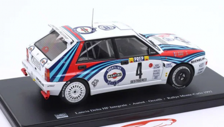 Машинка Premium Tarmac Works Lancia Delta HF Integrale Monte Carlo Rally 1992 #04 Winner Didier Auriol / Bernard Occelli 1:64 T64-049-92MCR04 White - Retromagaz, image 4