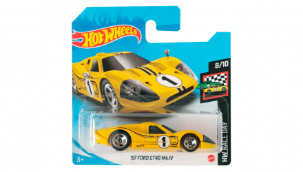 Машинка Базовая Hot Wheels '67 Ford GT40 Mk.IV Race Day 1:64 GTB67 Yellow - Retromagaz, image 1