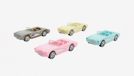 Машинка Premium Hot Wheels 4шт 1956 Corvette Barbie The Movie Diorama 1:64 HRL24 Pink - Retromagaz, image 6