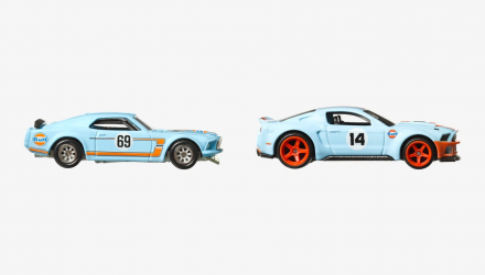 Машинка Premium Hot Wheels 2шт 1969 Ford Mustang Boss 302 / 2014 Custom Mustang Gulf 2-Packs 1:64 HKF58 Blue - Retromagaz, image 4