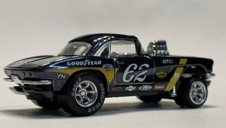 Машинка Базова Hot Wheels '62 Corvette Gasser Super Treasure Hunt STH Reverse Rake 1:64 JBC43 Black - Retromagaz, image 2